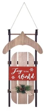 Sled Wall Door Decor 33” Sunset Vista Designs 3D Christmas Wood &Metal Joy World