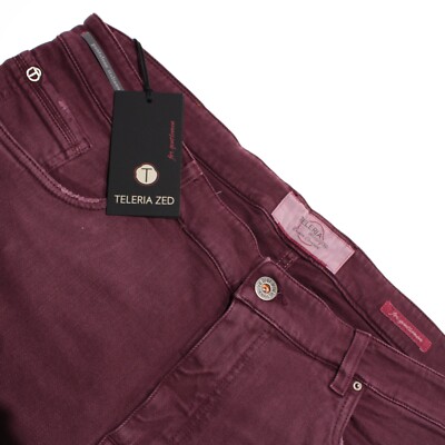 Teleria Zed NWT 5 Pocket Jean Cut Pants Size 40 US In Purple Cotton Blend