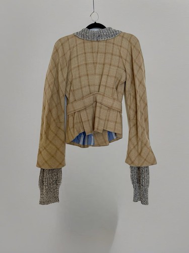 VIVIENNE WESTWOOD GOLD LABEL JACKET IN BEIGE AND GREY WOOL - Picture 2 of 8
