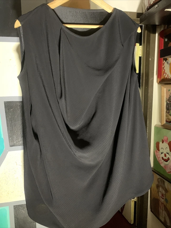 Blusa RICK OWENS GLITTER FW 17Tamanho 4 Preta Viscose Drapeada Sem Mangas - Imagem 2 de 4