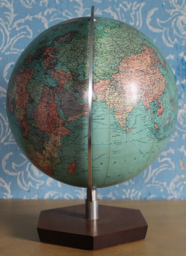Antiguo Globo Terráqueo Alemán - JRO GLOBUS - AÑOS 50 - Pie de Madera.Vintage - Imagen 3 de 7
