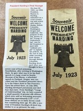 Warren G. Harding 1923 President Souvenir Welcome Silk Ribbon 