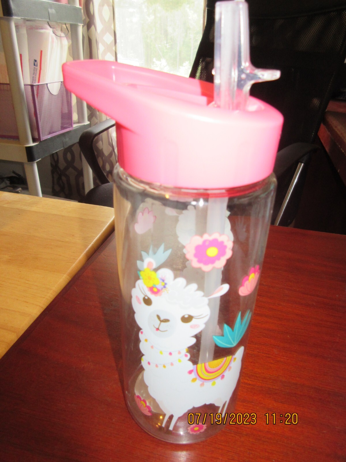 Kids Water Bottle Brights/ Hydration Pop Up  straw 16. floz  Llama