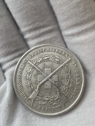 Schweiz 1857 Bern 5 Franken Schießtaler, selten 5k, original - Bild 13 von 14