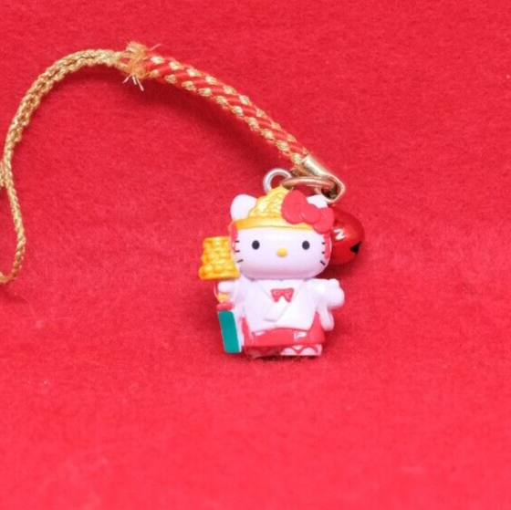 ハローキティWITH MIEKO UESAKO コラボストラップ　2005年 Hello Kitty Kyoto Miko Original Charm Strap Sanrio Rare From Japan