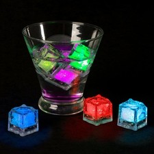 12 LED Waterproof Ice Cube Shaped Lights Drinks Wine Light Up Water Activated