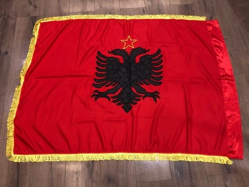 BIG EMBROIDERED COMMUNIST ALBANIAN FLAG ALBANIA 130 CM X 95 CM HANDMADE AMAZING