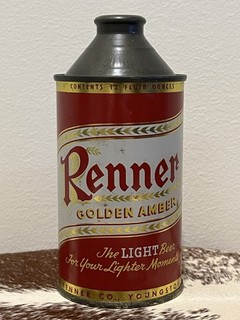 Renner Golden Amber Light Cone Top Beer Can 12oz Mint Example