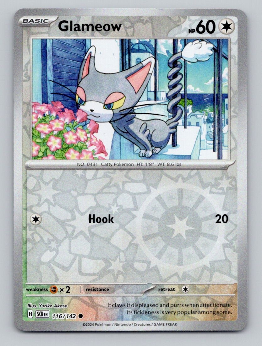 Glameow 116/142 Common Stellar Crown Pokemon Reverse Holo Near Mint