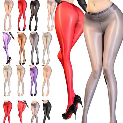 Women Shiny Seamless Pantyhose Sheer Footed Stockings Footed Tights Hosiery