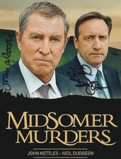 Neil Dudgeon And John Nettles Hand Signed 8x6 Inch Midsomer Murders Photo