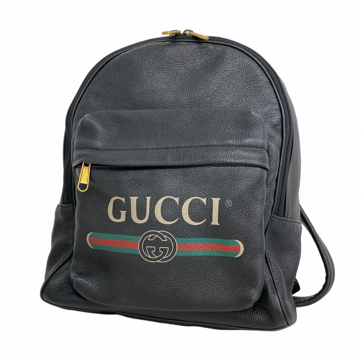 GUCCI Leather Daypack with Gold Hardware Black 547834 105843