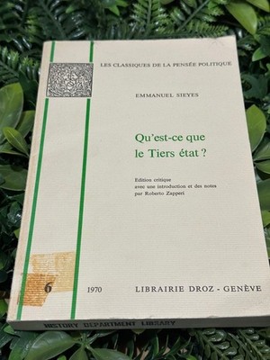 Qu'est-ce que le Tiers etat Emmanuel Sieyes LIBRAIRIE DROZ 1970 French