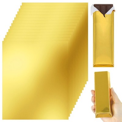 120 PCS Chocolate Bar Wrappers 6x7.5 Inch Gold Foil Paper Thick Backing