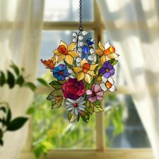 Personalized Birth Flower Suncatcher, Mom Garden Decor