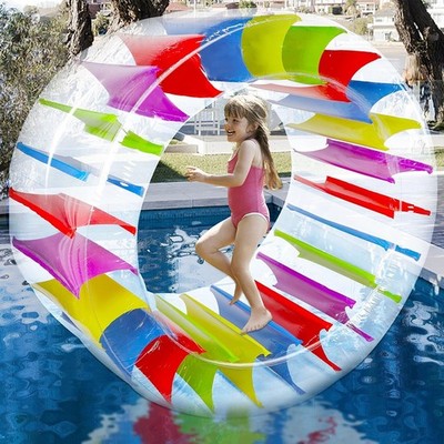 65''/47'' Giant Inflatable Wheel Roller, Colorful Water Rolling Wheel Float for Ki