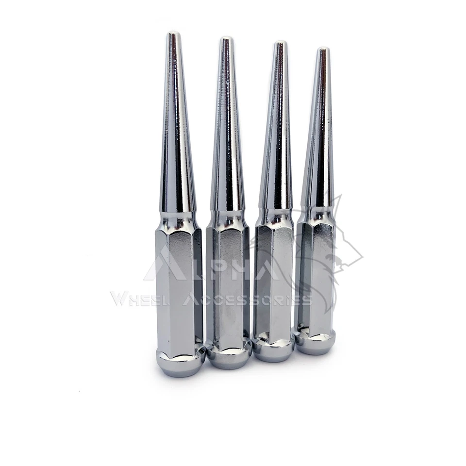 20 tuercas de clavos cromadas M12x1,5 para ruedas cónicas de repuesto de 6" de alto + 1 llave Foto 3 de 4