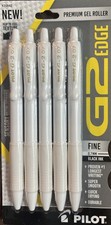 Pilot G2 Edge Gel Roller Pen Fine 0.7mm Black Ink Sensory Writing White 5-pack
