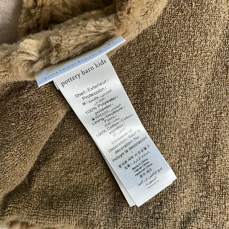 POTTERY BARN KIDS Cachorro Perro Capucha Piel Sintética Toalla Manta Marrón Suave Foto 4 de 4