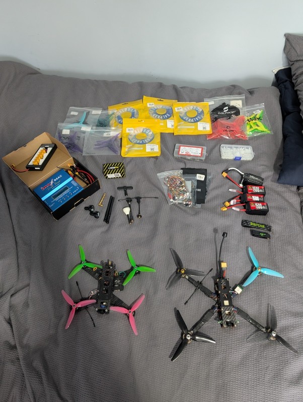 FPV 5 Inch And 7 Inch Drone Crossfire Bundle Batteries Charger Props and Extras