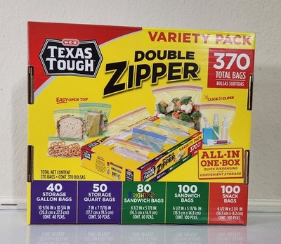 HEB Texas Tough Double Zipper 370 Variety Food Storage Bags