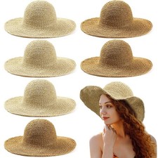 Bonuci 6 Pcs Floppy Paper Straw Sun Hat Foldable Packable Wide Brim Scarecrow...