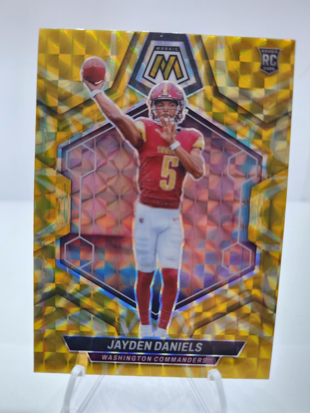 2024 Panini Mosaic Rookies Jayden Daniels #302 Reactive Yellow Mosaic Prizm (RC)