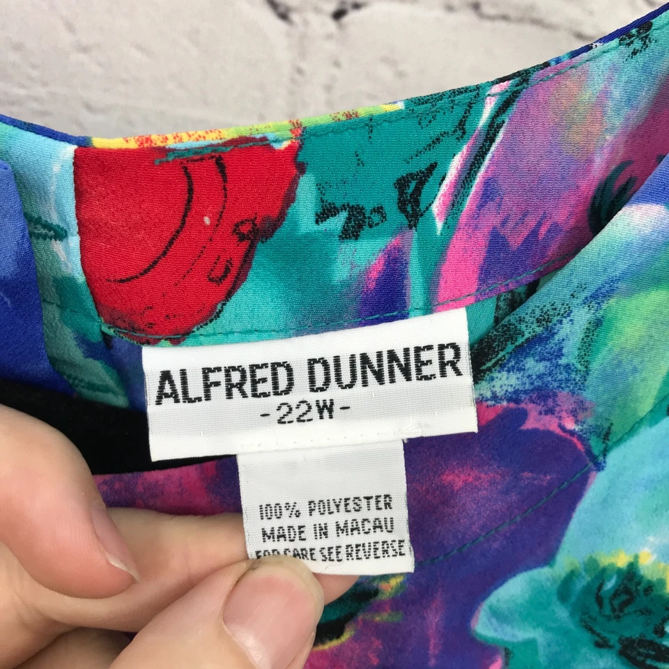 Alfred Dunner Top Mujer 2X Verde Floral Pullover Manga Corta Informal Foto 2 de 4