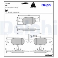Delphi Bremsbelagsatz Scheibenbremse LP1585 FüR Alfa Fiat Punto 145 SW Dedra 146