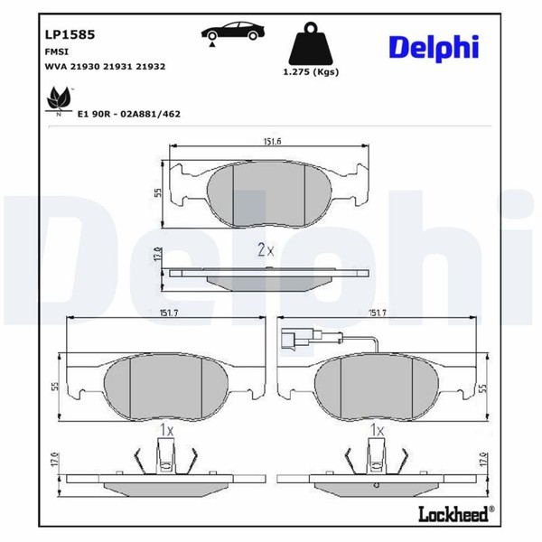 Delphi Bremsbelagsatz Scheibenbremse LP1585 FüR Alfa Fiat Punto 145 SW Dedra 146-image