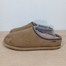 Bearpaw Moc Slippers Mens 11 Brown Leather Suede Shearling Lined Indoor Shoes