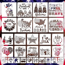 OOTSR Patriotic Stencils for Painting, 28 PCS 4th of July Reusable Stencil Templ