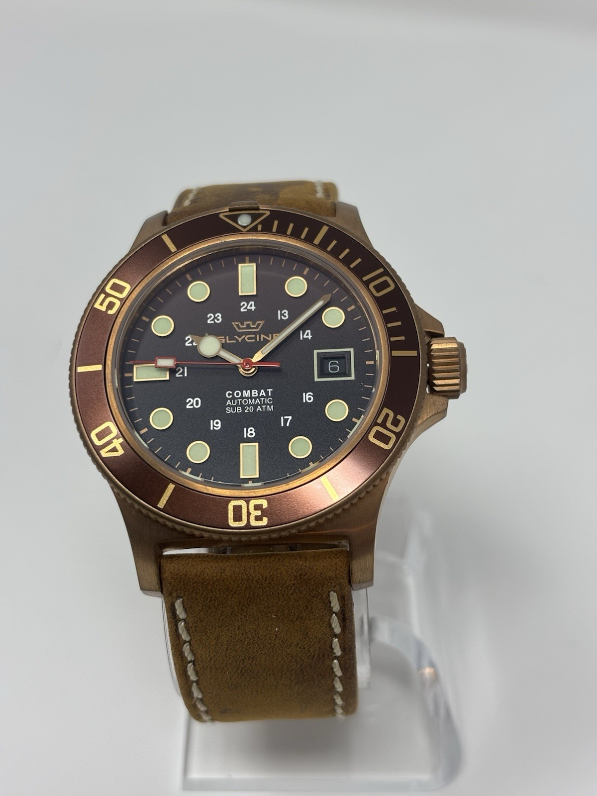 Glycine Combat Sub Bronze Case Automatic Dive Watch 20 ATM GL0375