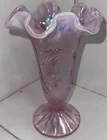 Fenton Pink Opalescent Iridescent Glass Vase