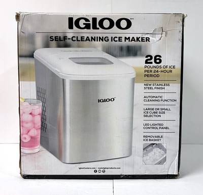 IGLOO Countertop Ice Maker 26 lbs Self Cleaning - 2 Qt White/ Stainless Steel