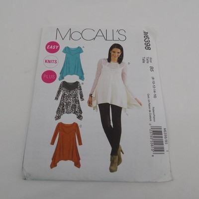 McCalls M6398 Sewing Pattern Easy Knits Shirt Top Women Sizes 8-16 Uncut 2011