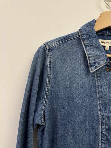 Madewell Denim Duster Coat Trench Jacket Womens S Alvarado Denim Pockets Belted - Picture 5 of 24