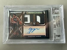 2022 Panini Obsidian Electric Etch Orange 26/35 Shaedon Sharpe Auto RC Beckett 9