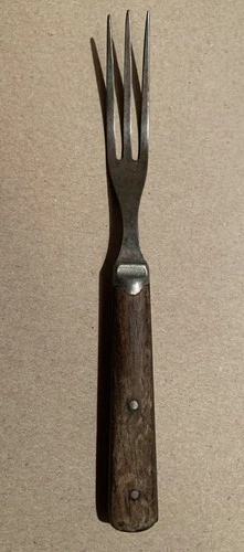 Vintage 7.25” Civil War Era Granny Fork Wood Handle 3 Tine