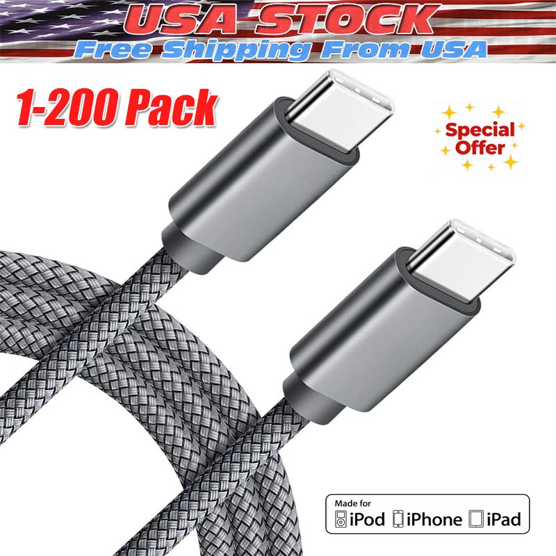 60W USB-C to USB-C Cable Fast Charger lot PD Nylon Cord For iPhone 16 Samsung