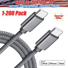 60W USB-C to USB-C Cable Fast Charger lot PD Nylon Cord For iPhone 16 Samsung