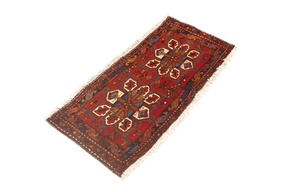 Alfombra oriental vintage anudada a mano estilo floral Heriz alfombra de granja 1'6x3'6 pies Foto 4 de 4