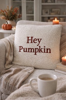 Hey Pumpkin Boucle Kissen 18x18 Herbst Herbst Dekokissen Neutral Deko