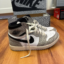 Nike Air Jordan 1 Retro High OG White Cement Elephant Print Size 9 Mens US