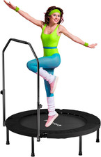 Rebounder Trampoline for Adults - Indoor Mini Trampoline with Bar, Fitness Rebou