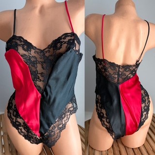 BODY VINTAGE SATINADO Y ENCAJE por VICTORIAS SECRET LENCERÍA DE PELUCHE talla S