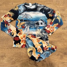 Agua Bendita Rashguard Swim Set Girls 8 Tropical Floral Vacation Beach