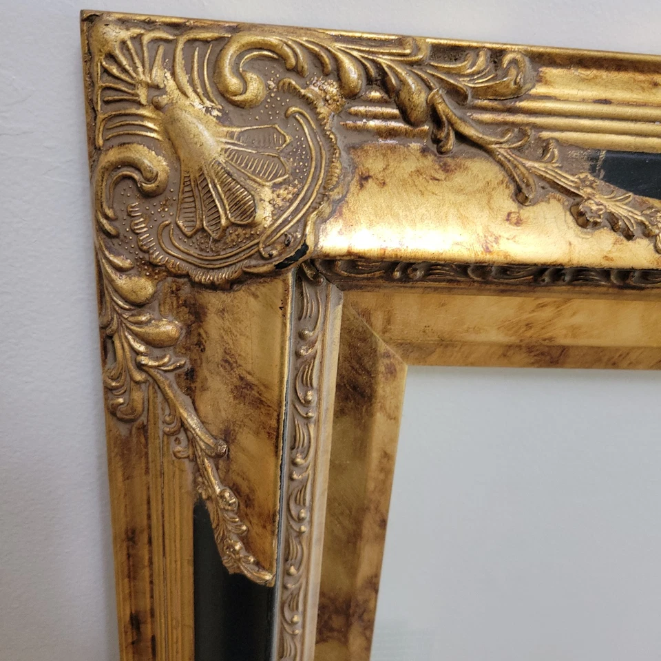 Vintage Mid Century Picture Frame Large Solid Wood Fits 16"x 20" Gold &Black - Image 3 of 4