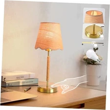 Boho Table Lamp for Bedroom, Touch Control Bedside Table Lamp with Brass Gold 