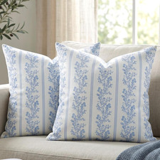 Vintage Botanical Pillow Cover 20x20in Set of 2, Light Blue Floral Throw Pillow